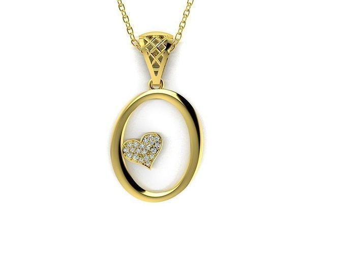 Diamond Alphabet Pendant Heart Letter O 3D print model