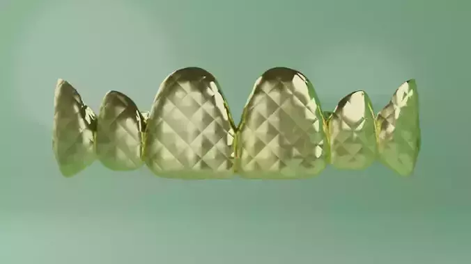  Grillz with textured teeth - gold 3D model