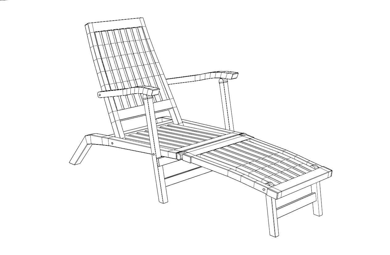 Deckchair low-poly 3D model Realistic Sun Lounger Garden Chair Low-poly 3D model_4