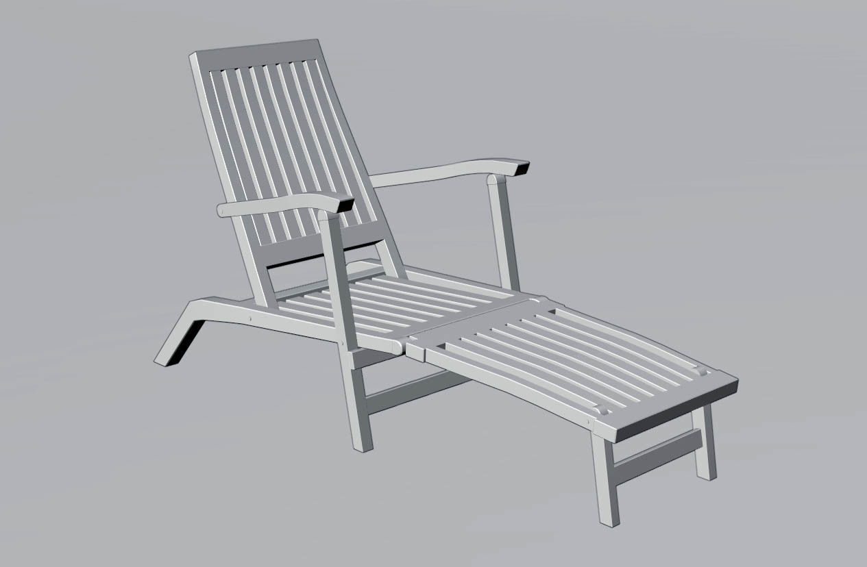 Deckchair low-poly 3D model Realistic Sun Lounger Garden Chair Low-poly 3D model_3