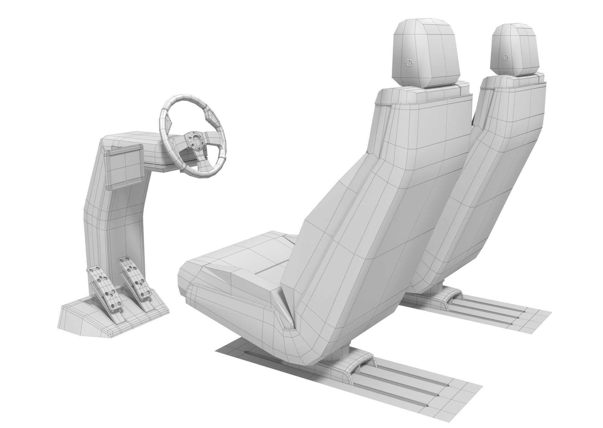 Vehicle Control Panel and Seat 3D model_6