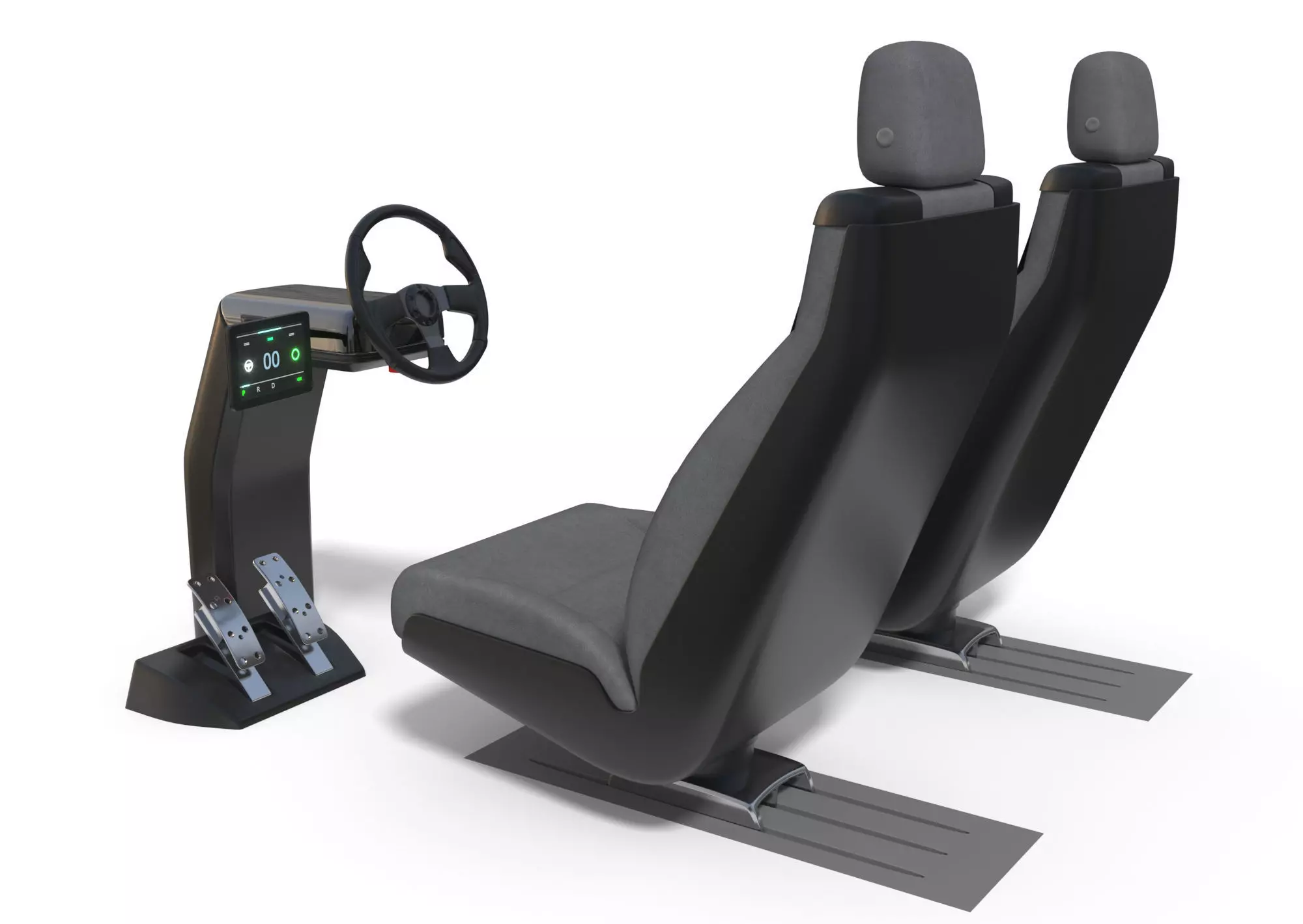 Vehicle Control Panel and Seat 3D model_0