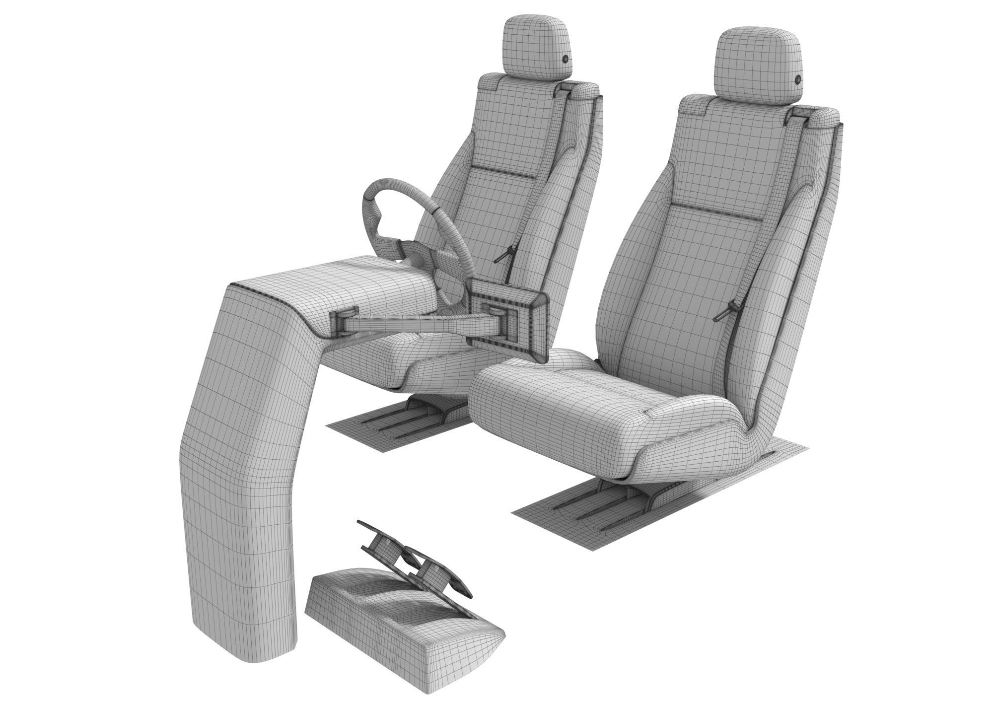 Vehicle Control Panel and Seat 3D model_13