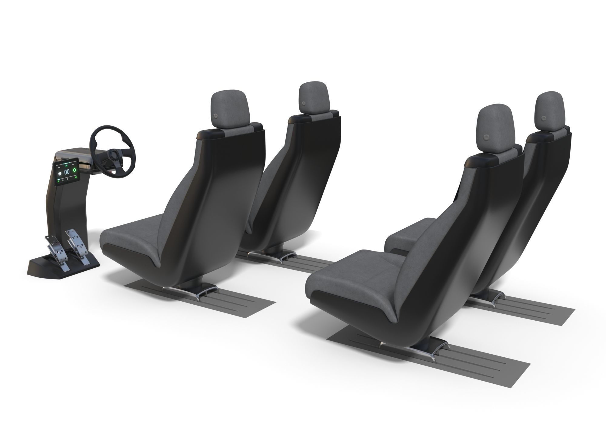 Vehicle Control Panel and Seat 3D model_3