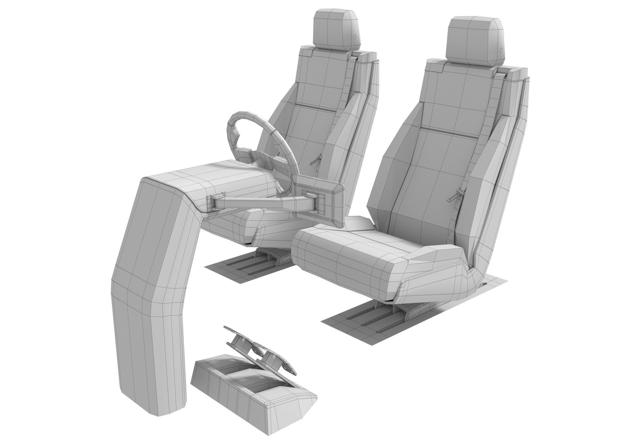 Vehicle Control Panel and Seat 3D model_14