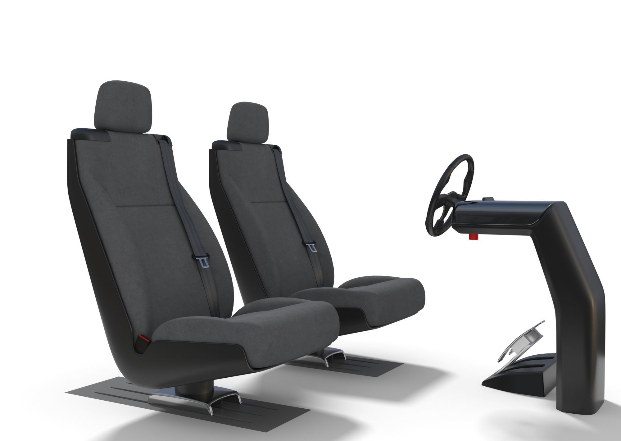 Vehicle Control Panel and Seat 3D model_1