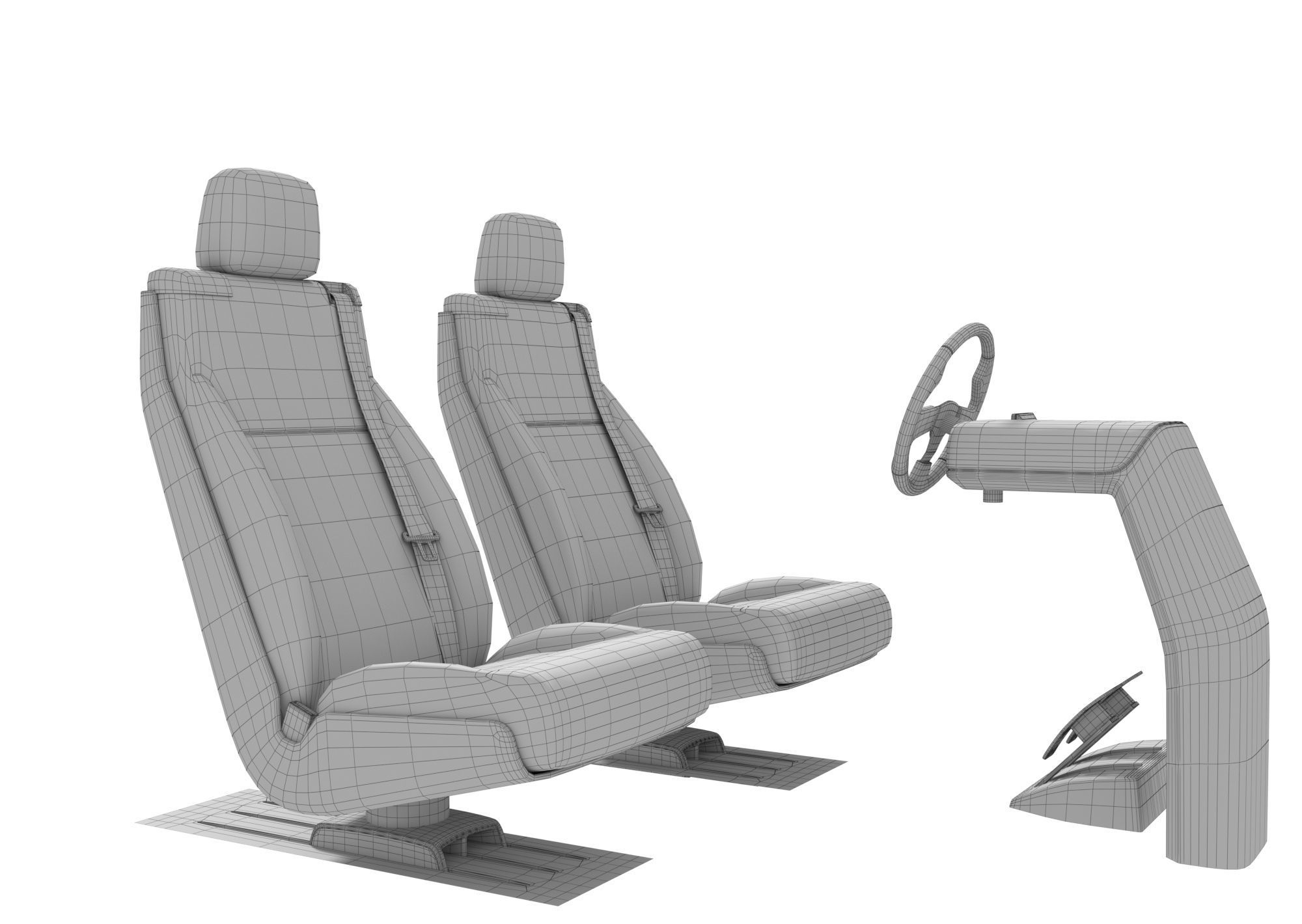 Vehicle Control Panel and Seat 3D model_11