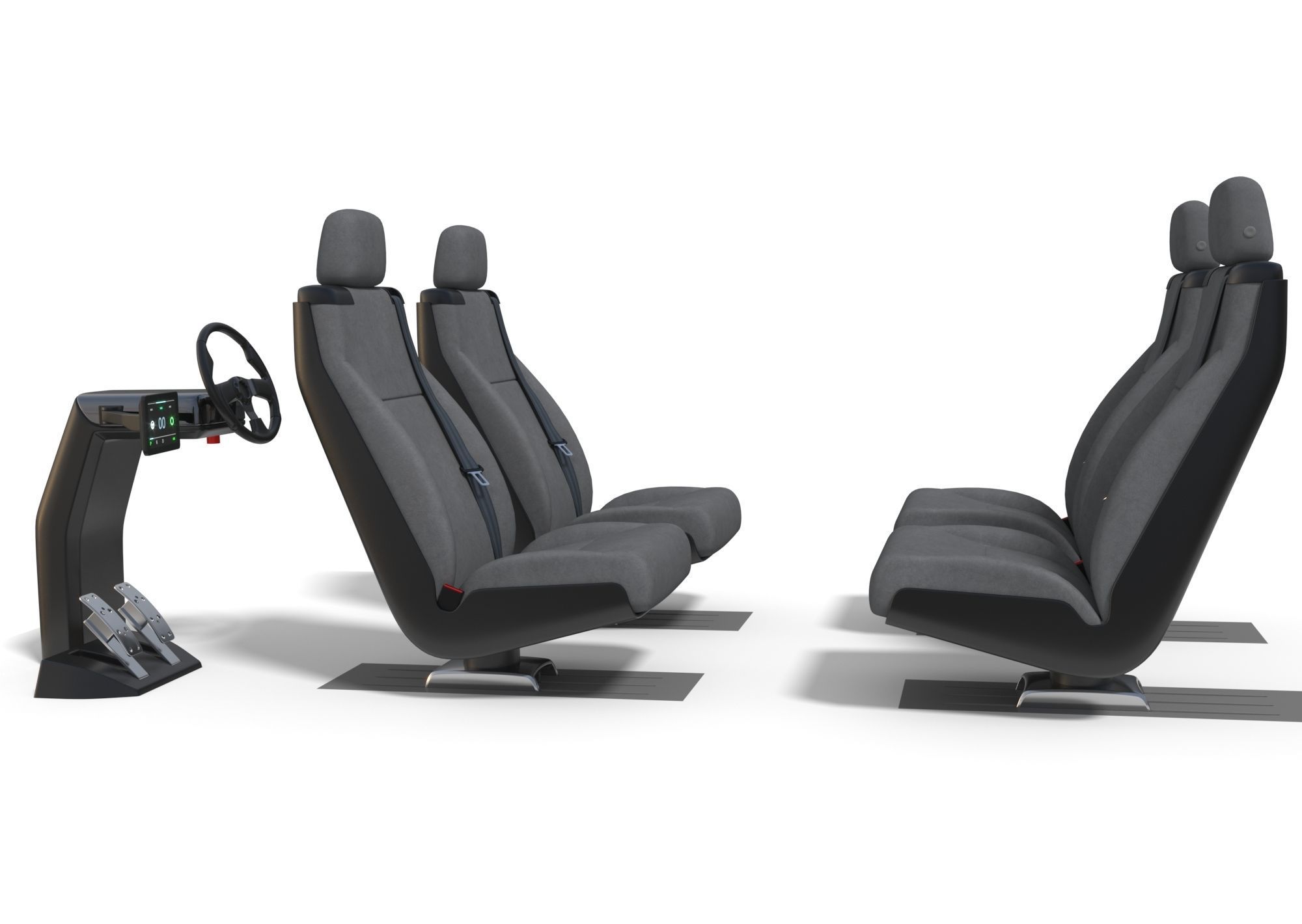 Vehicle Control Panel and Seat 3D model_4