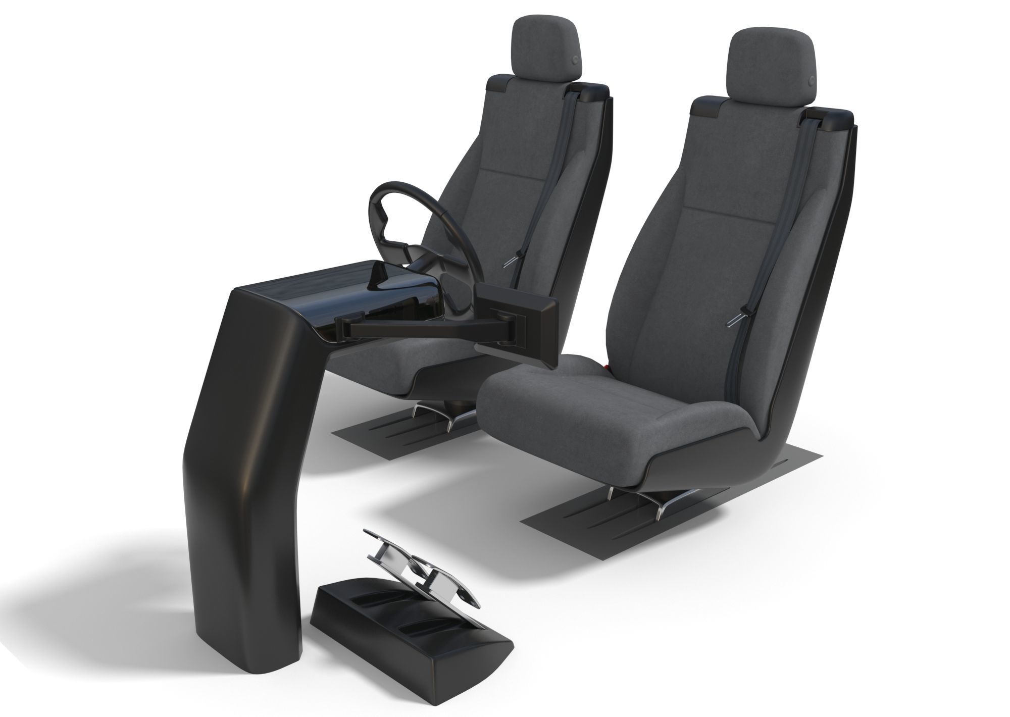 Vehicle Control Panel and Seat 3D model_2