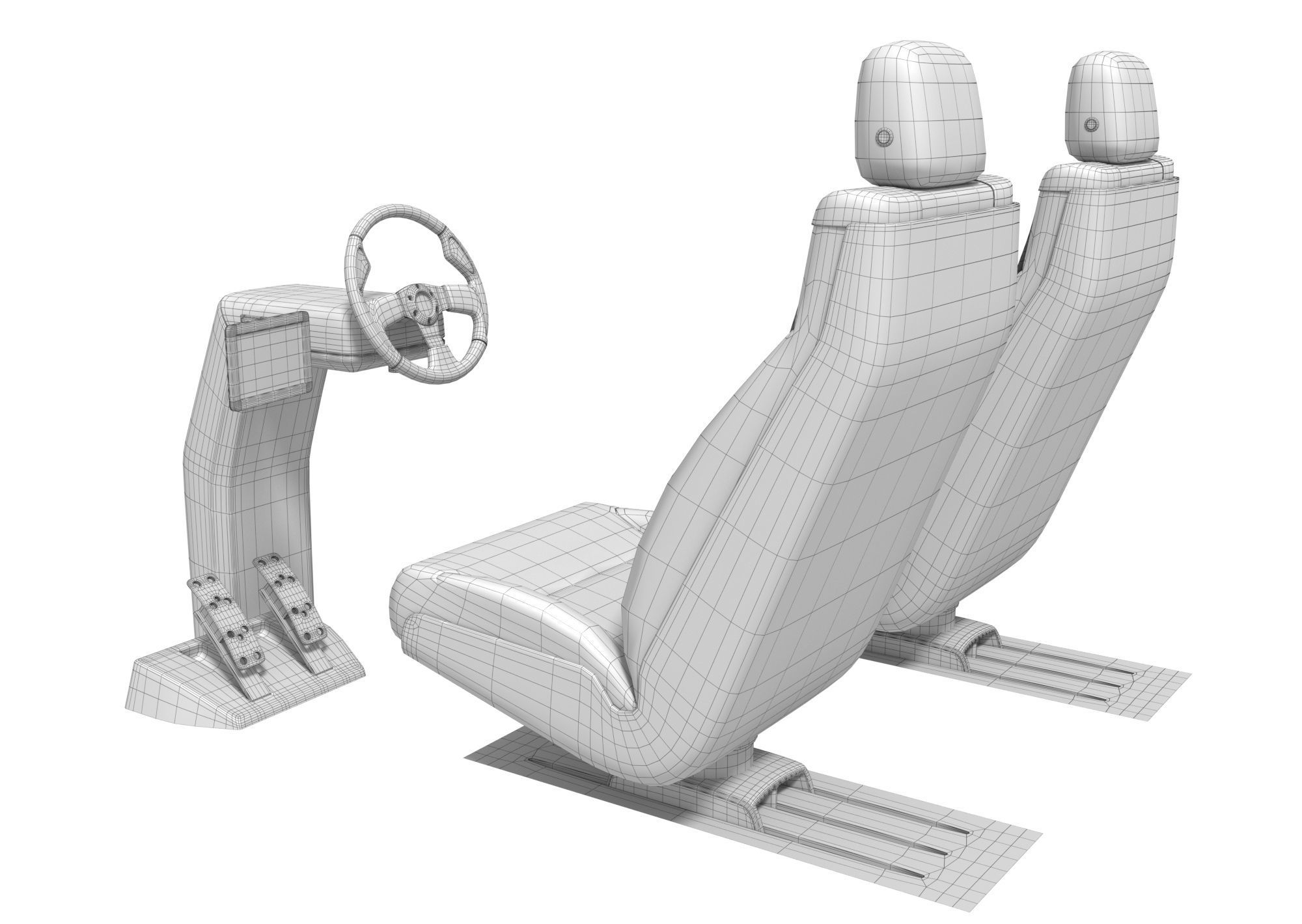 Vehicle Control Panel and Seat 3D model_7