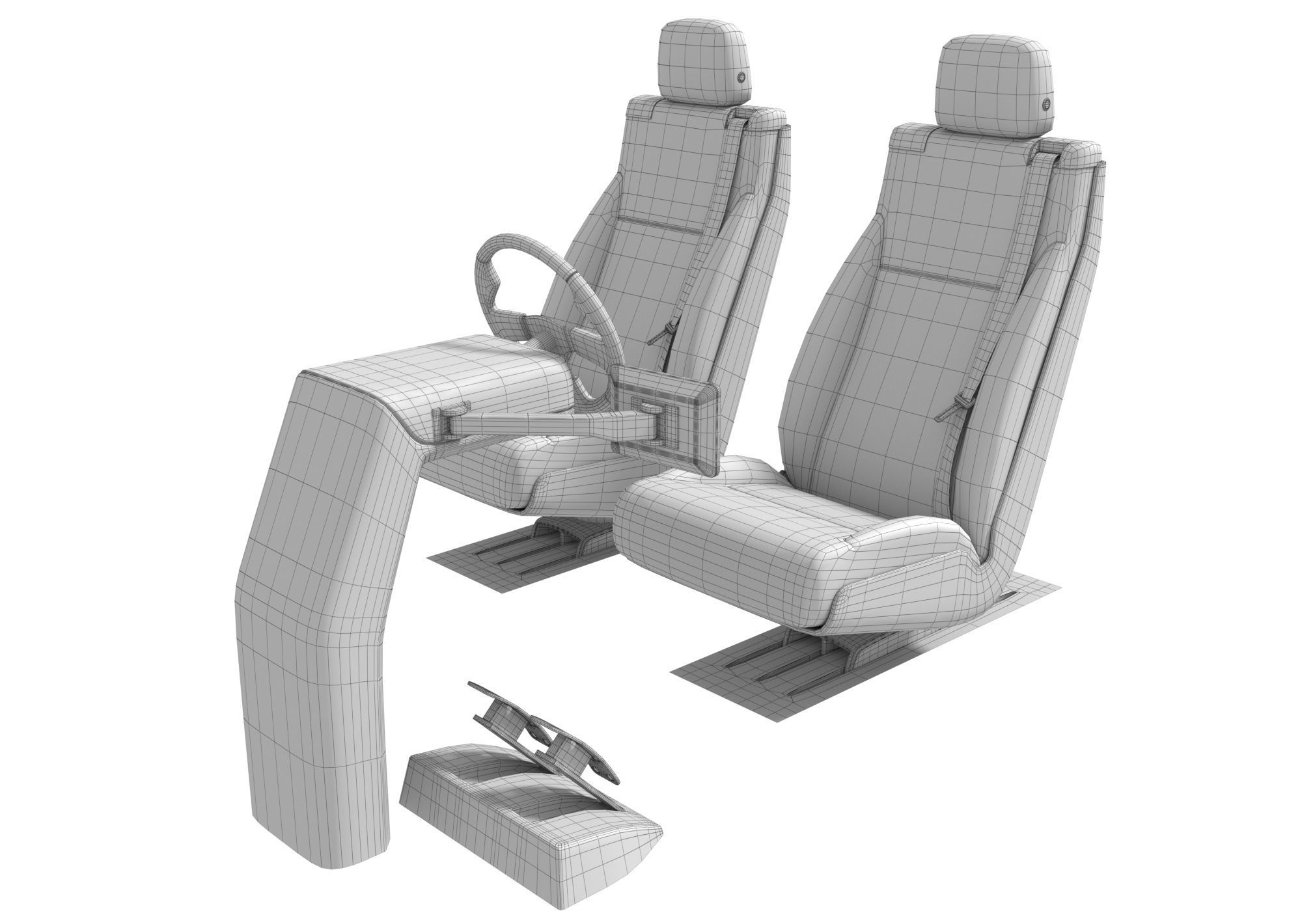 Vehicle Control Panel and Seat 3D model_15