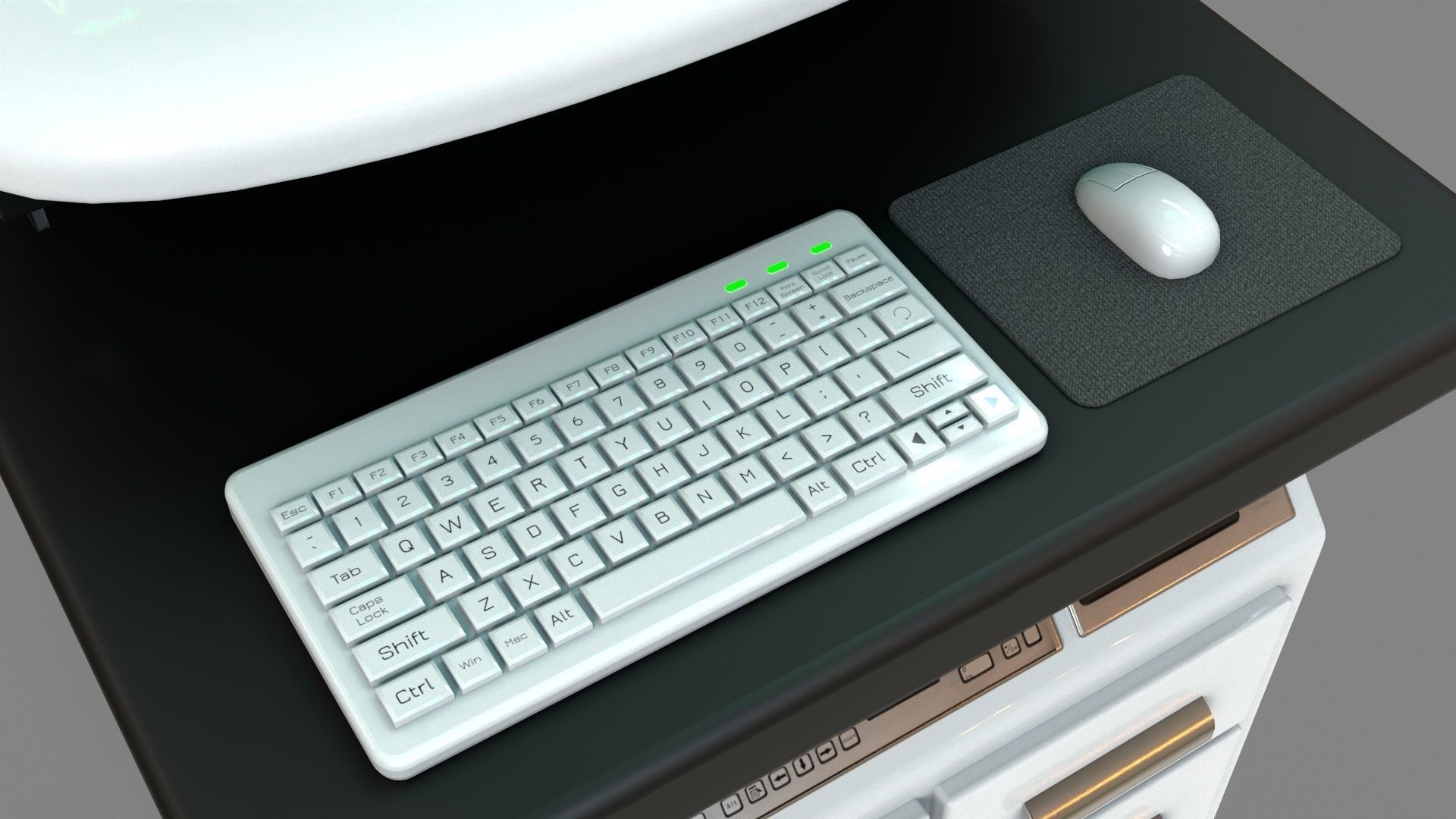 Mobile Computer Cart Workstation Low-poly 3D model_13