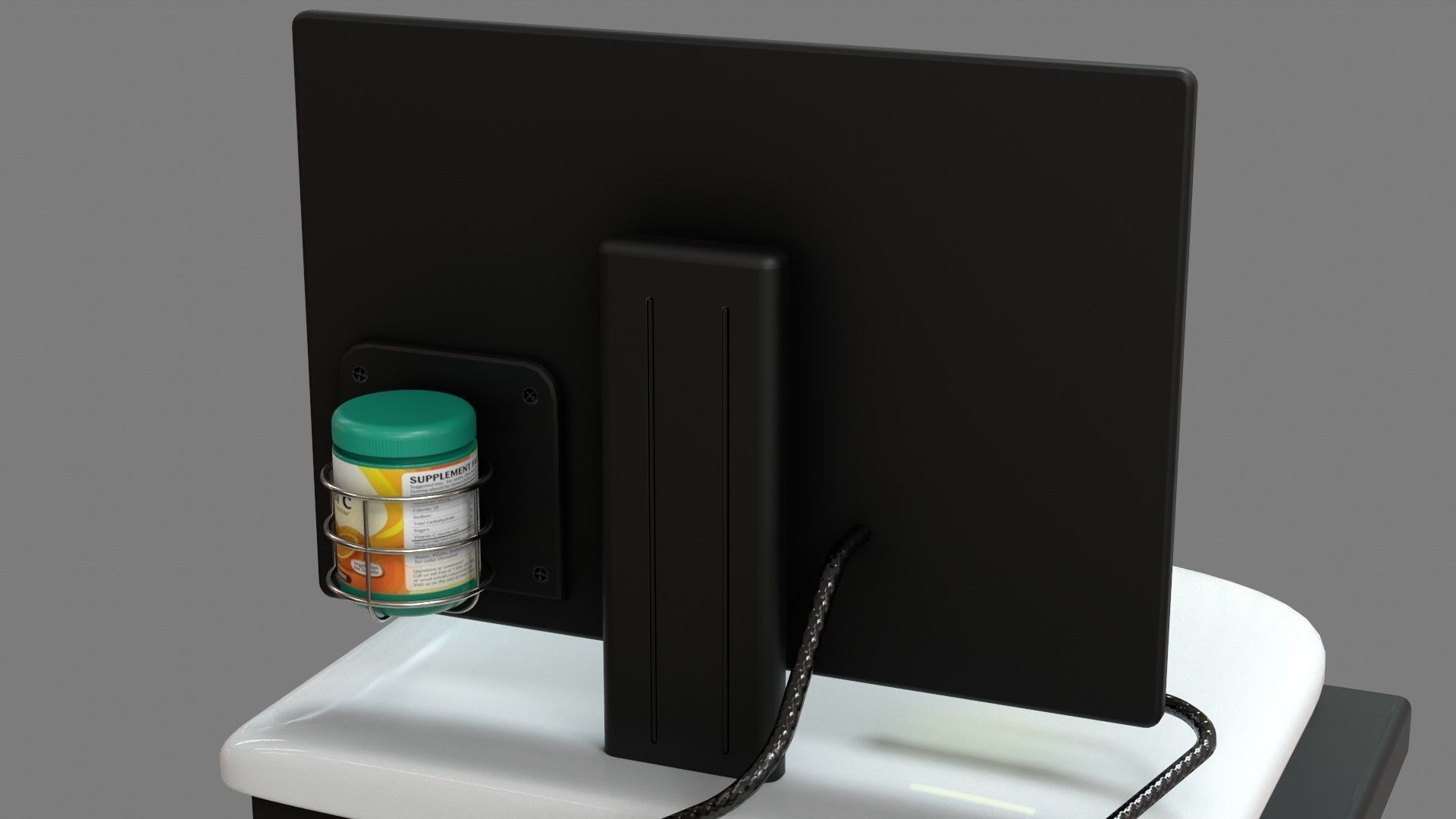 Mobile Computer Cart Workstation Low-poly 3D model_19