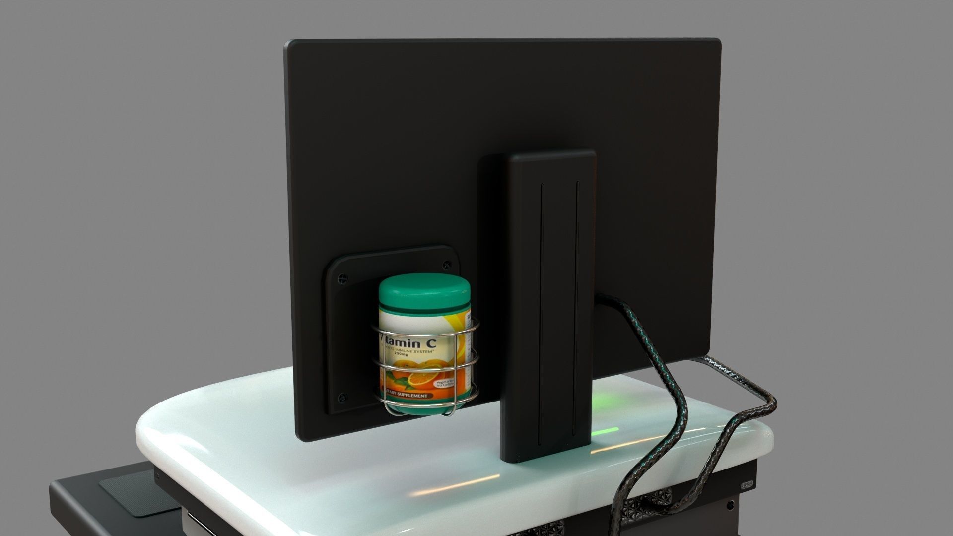 Mobile Computer Cart Workstation Low-poly 3D model_11