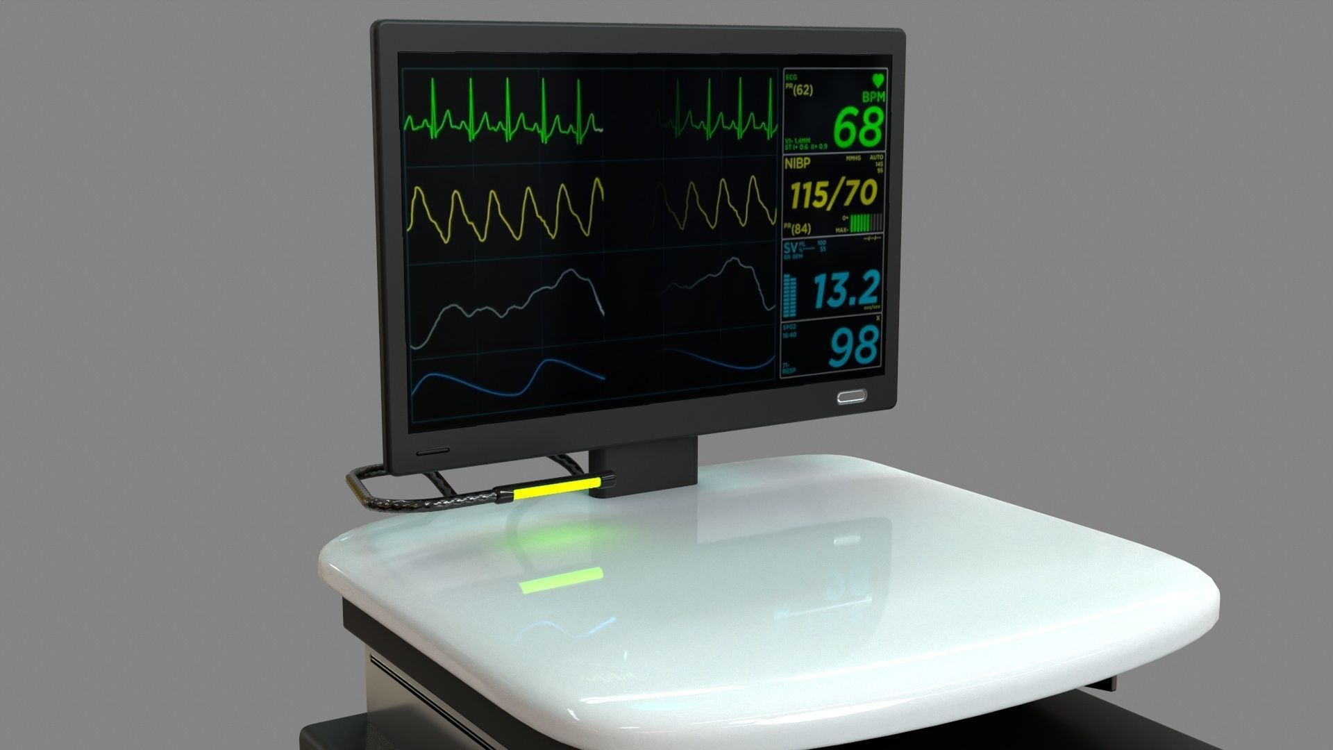 Mobile Computer Cart Workstation Low-poly 3D model_9