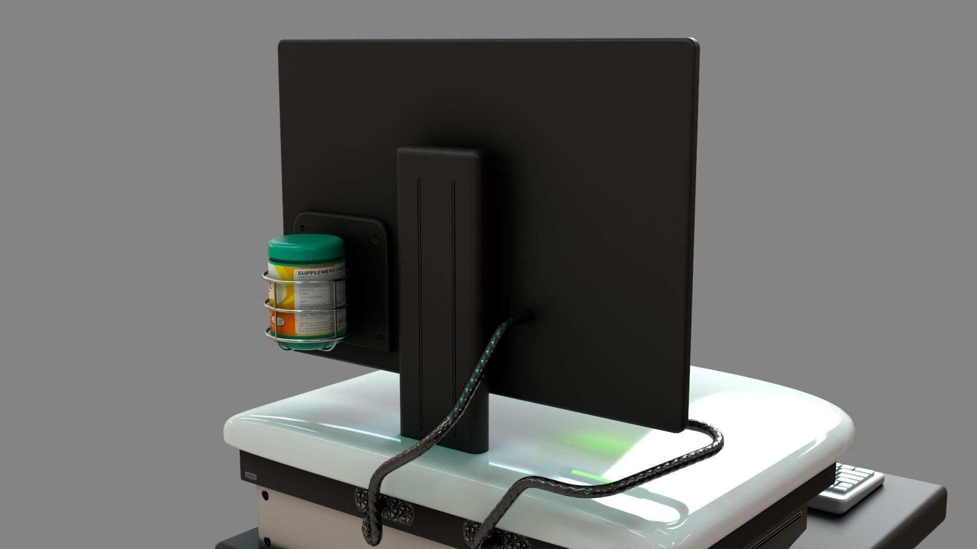 Mobile Computer Cart Workstation Low-poly 3D model_12