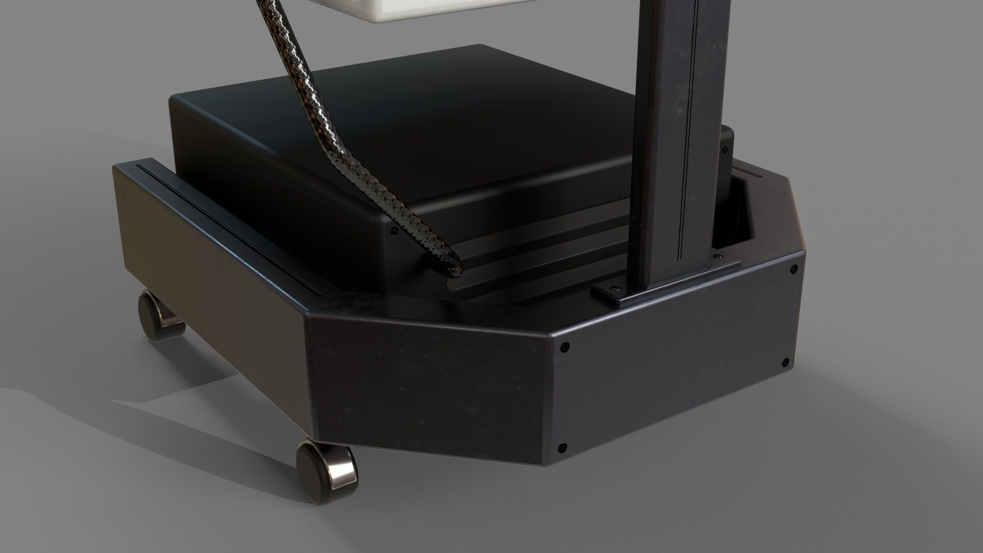 Mobile Computer Cart Workstation Low-poly 3D model_18