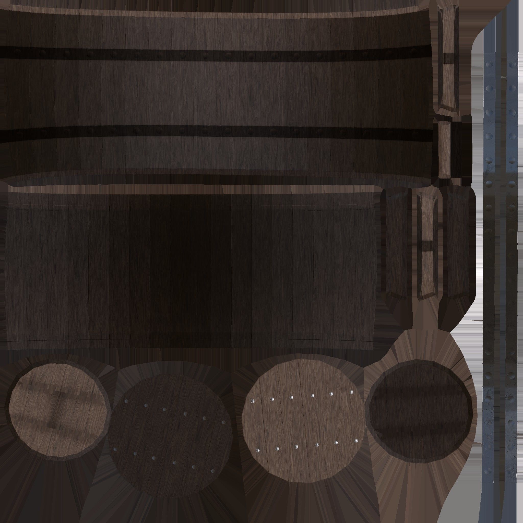 Barrels set of wooden Low-poly 3D model_3