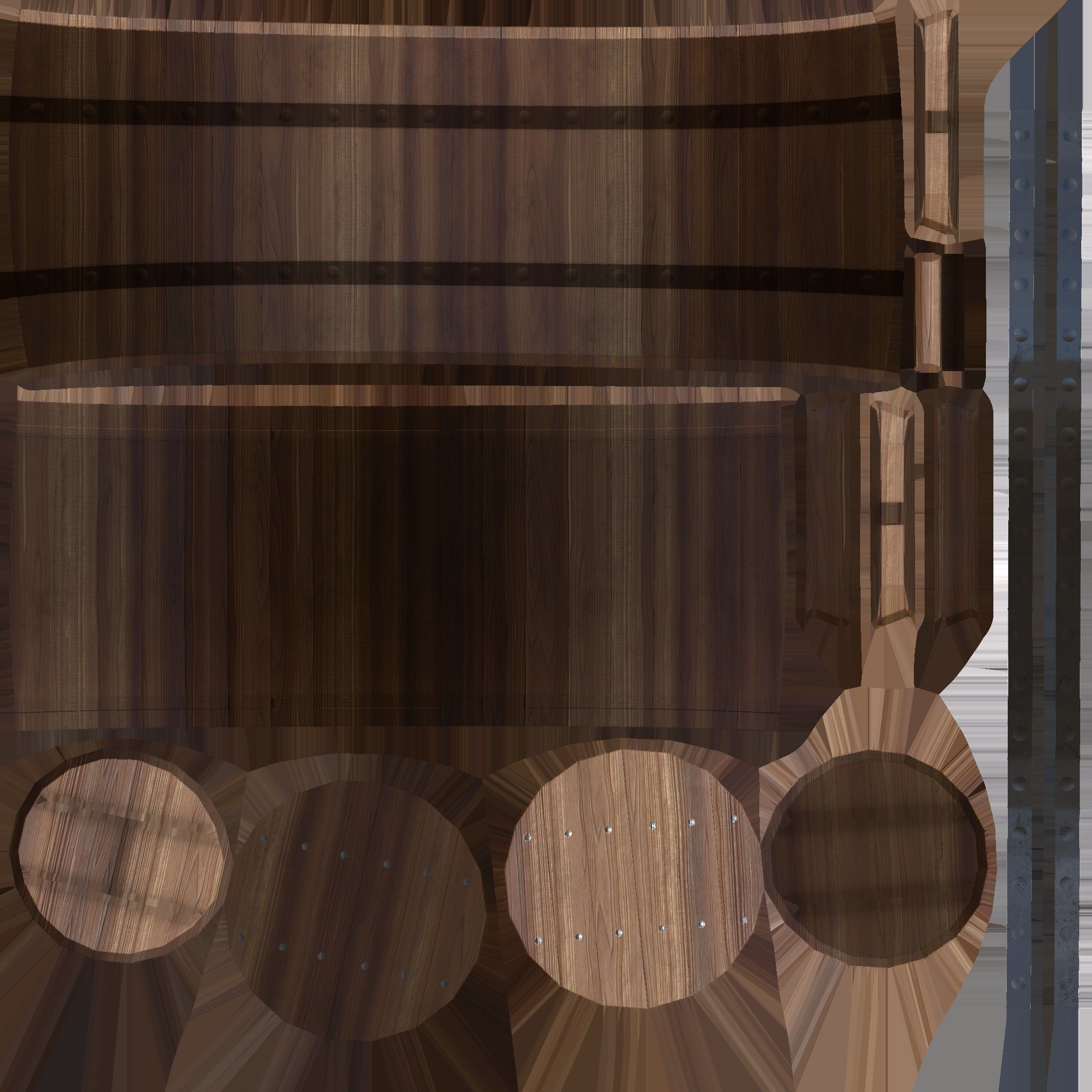 Barrels set of wooden Low-poly 3D model_12