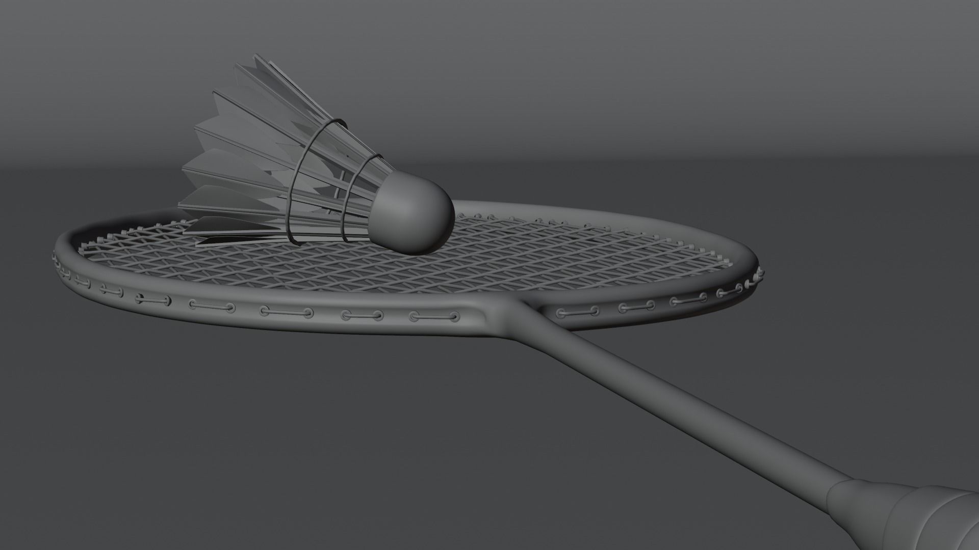 Badminton Racket and Shuttlecock - High Polly 3D model_3