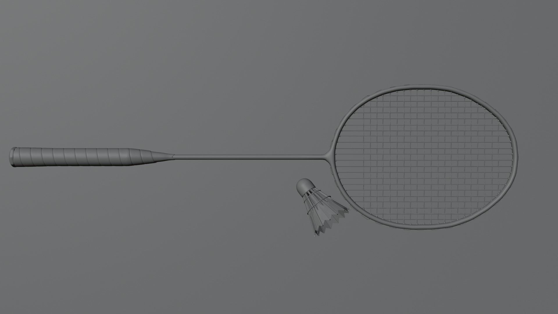 Badminton Racket and Shuttlecock - High Polly 3D model_2