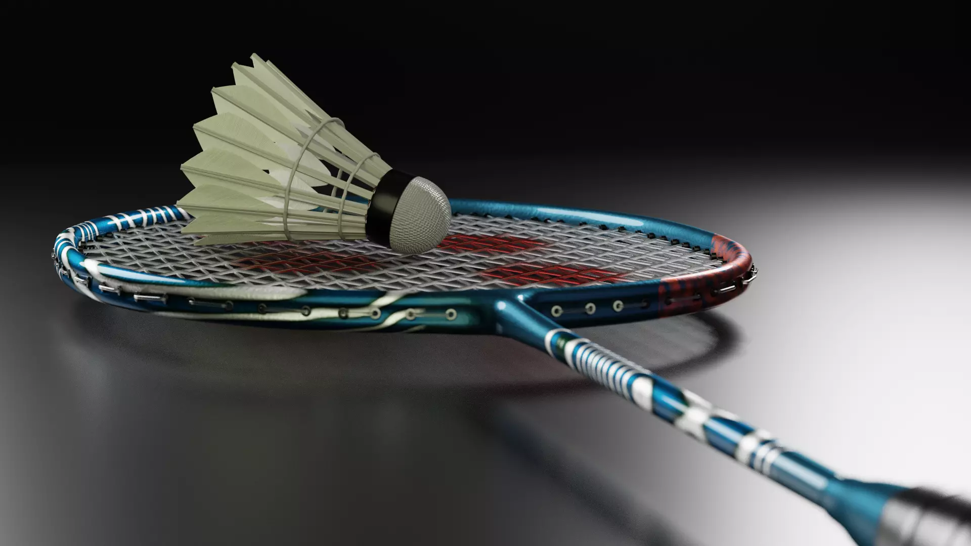 Badminton Racket and Shuttlecock - High Polly 3D model_0