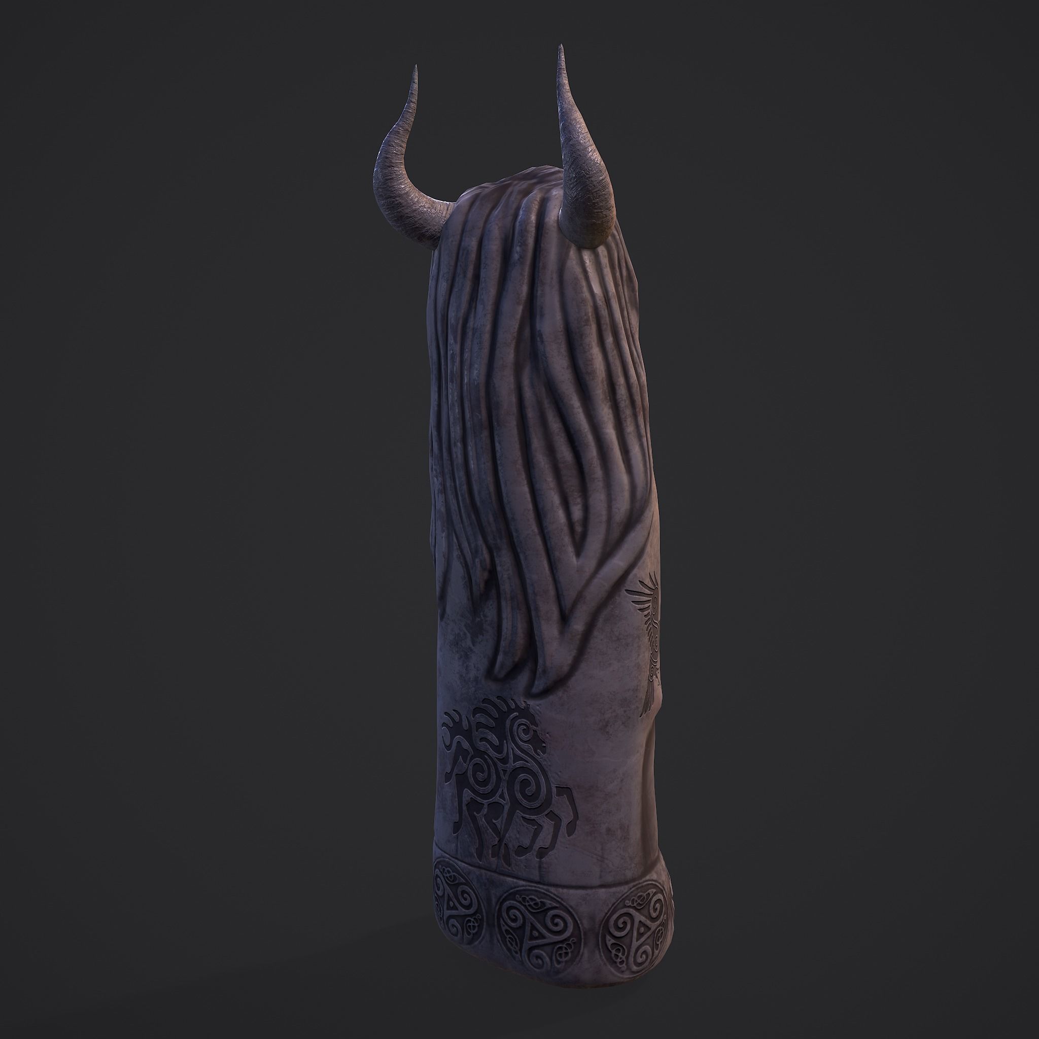 Horned Viking Statue Low-poly 3D model_11