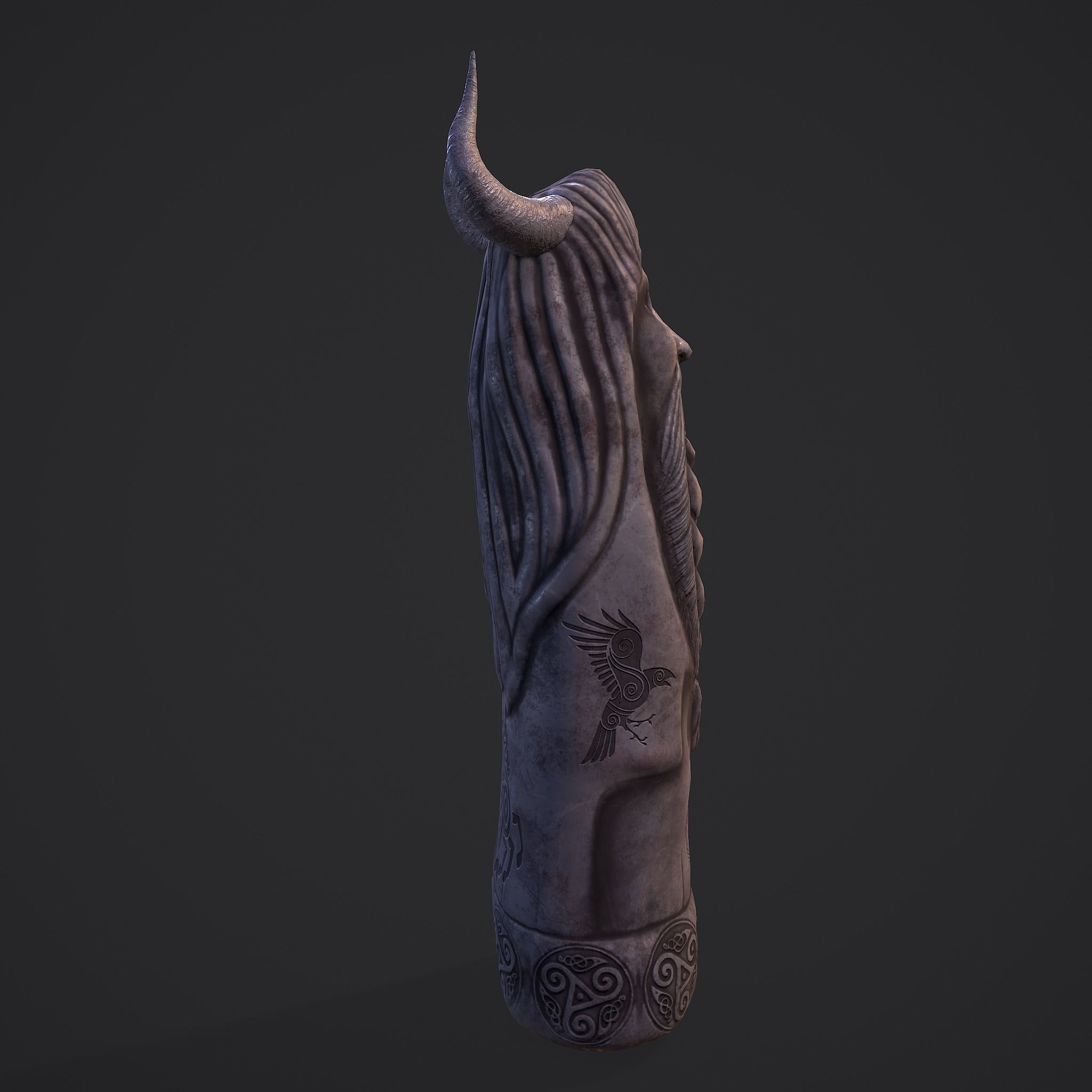 Horned Viking Statue Low-poly 3D model_10