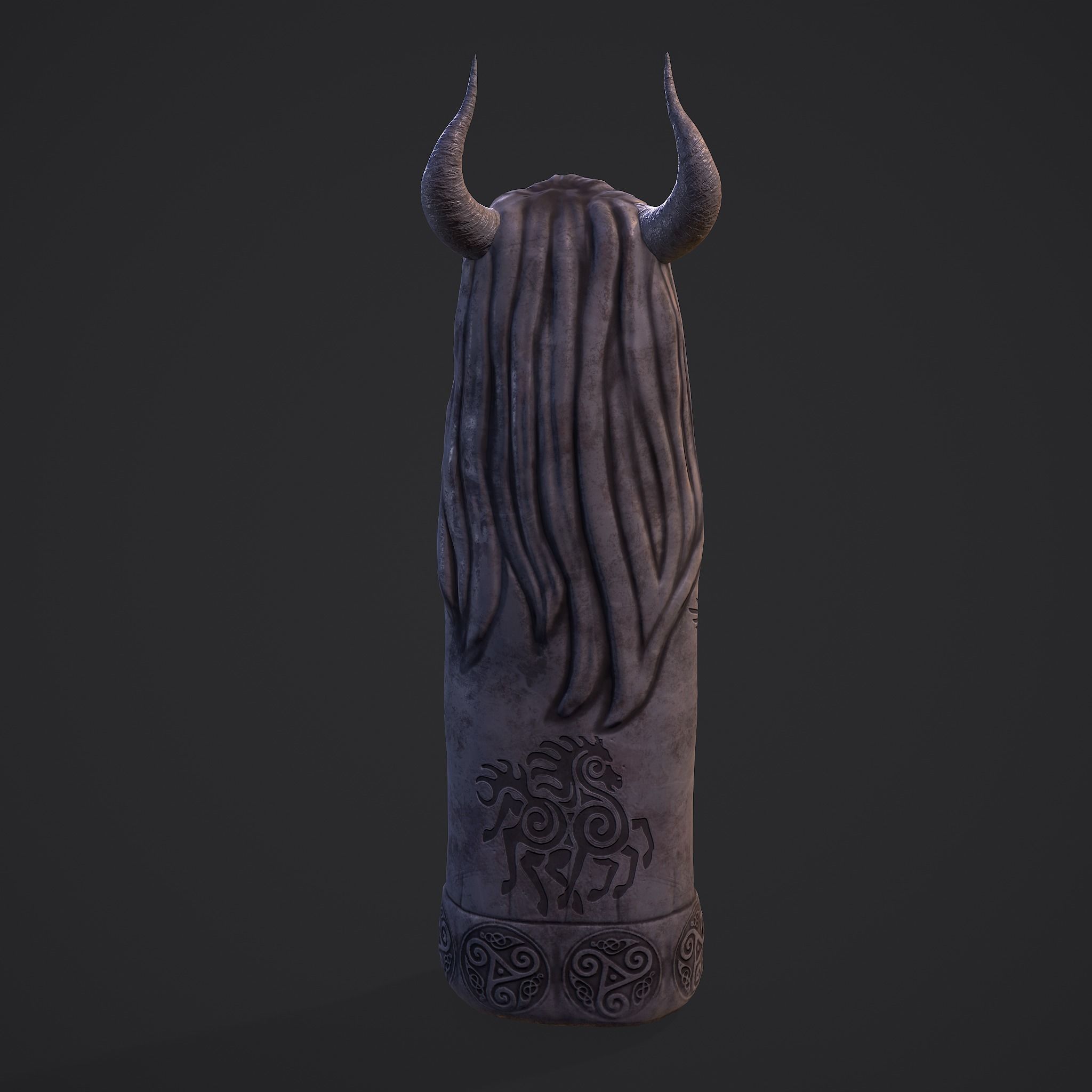 Horned Viking Statue Low-poly 3D model_12