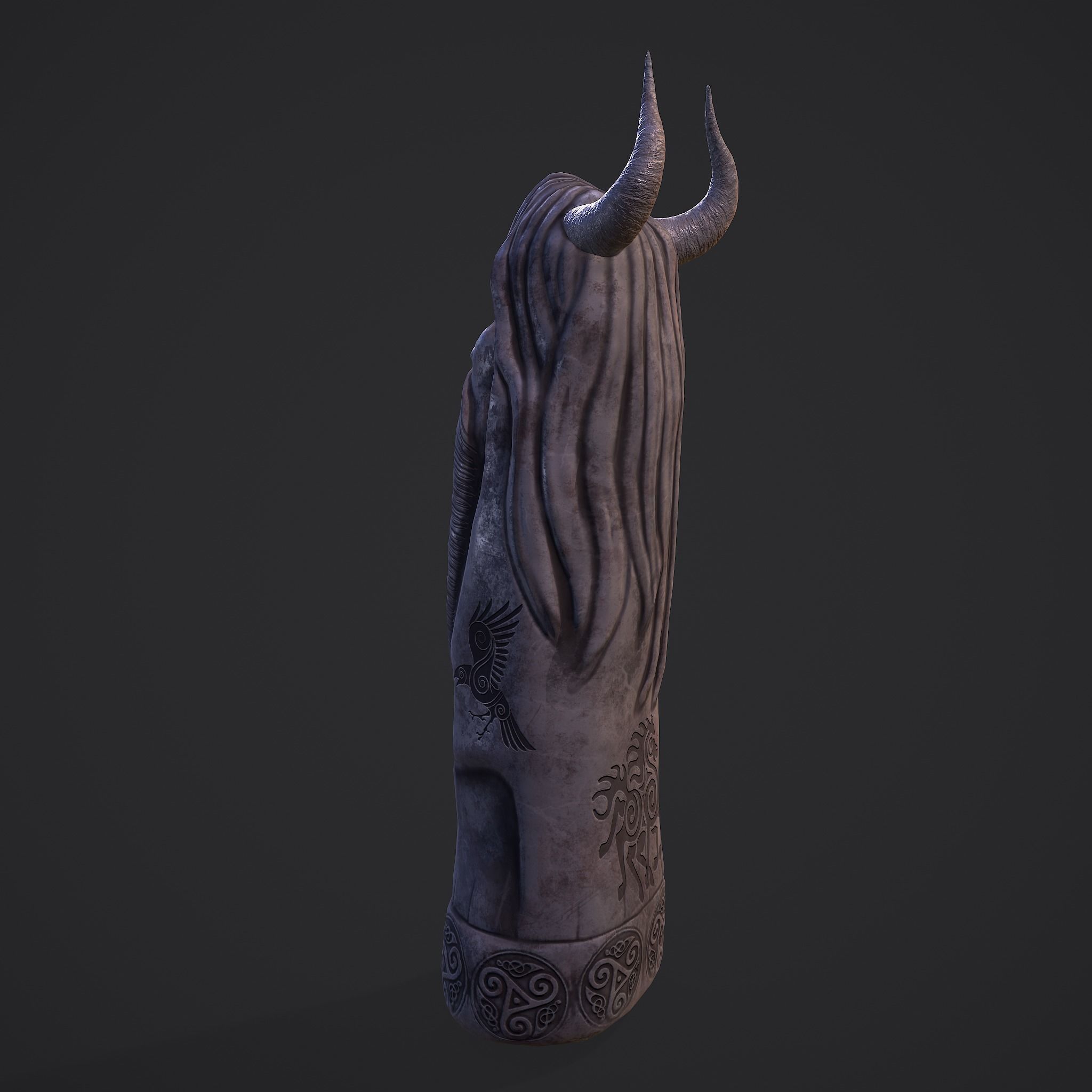 Horned Viking Statue Low-poly 3D model_14