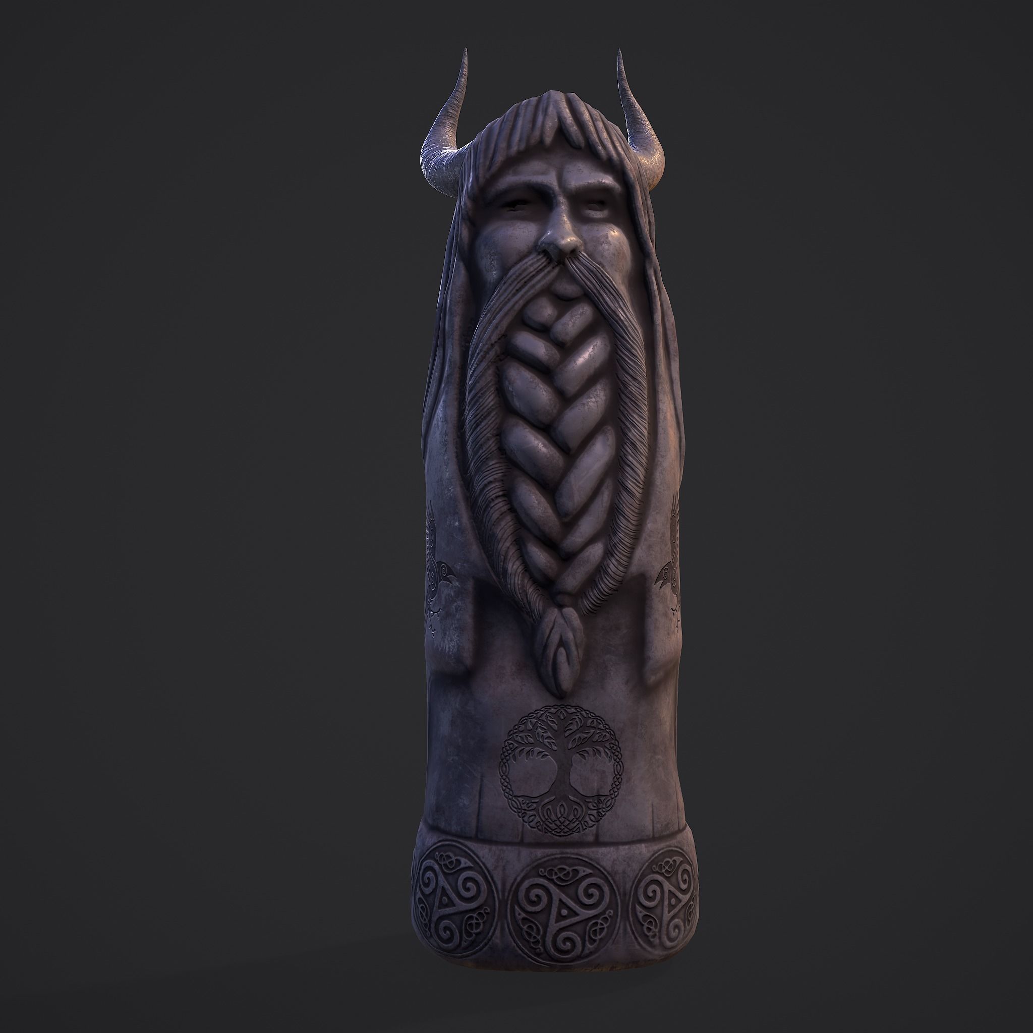 Horned Viking Statue Low-poly 3D model_25