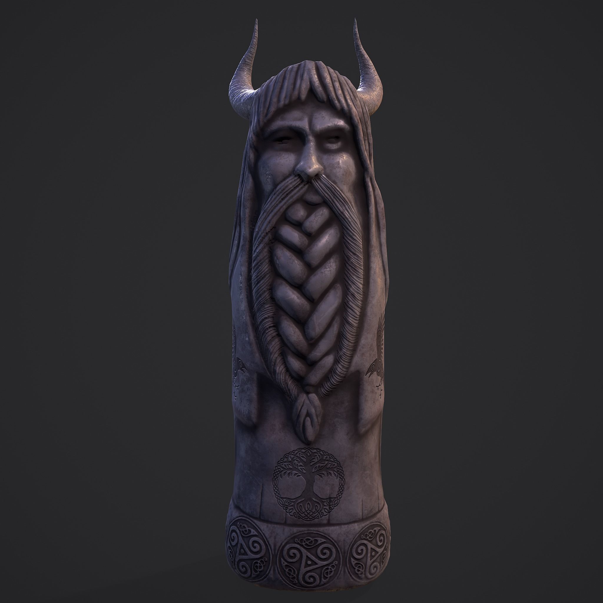 Horned Viking Statue Low-poly 3D model_6