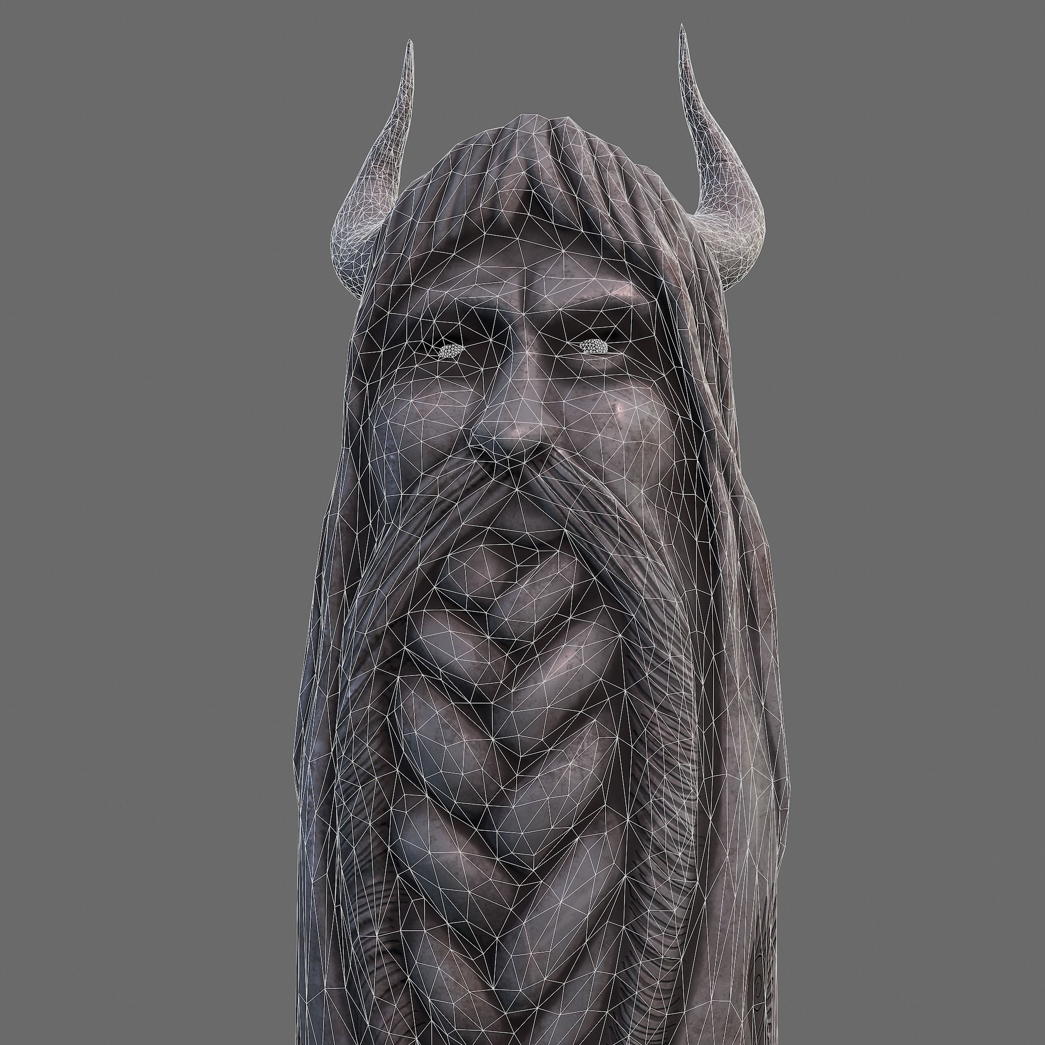 Horned Viking Statue Low-poly 3D model_29