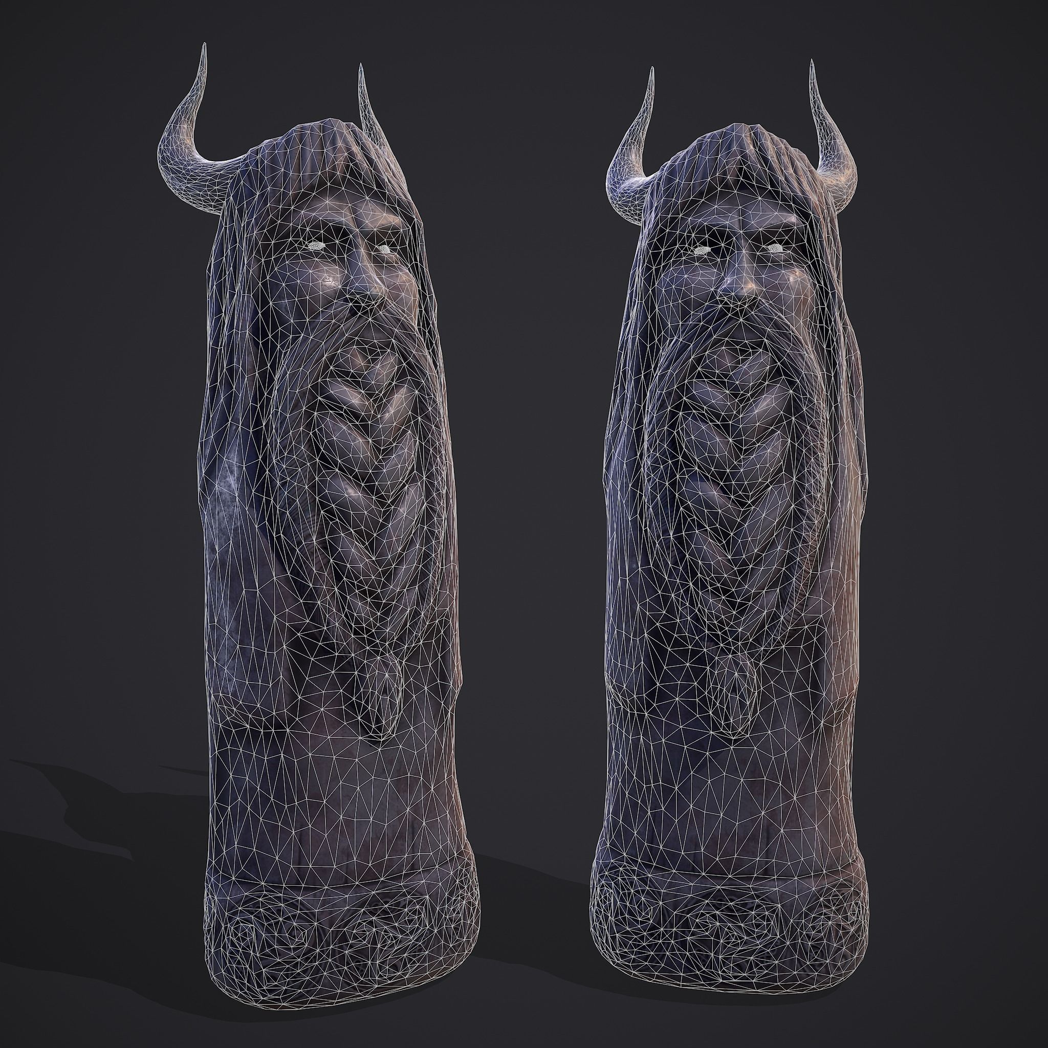 Horned Viking Statue Low-poly 3D model_21