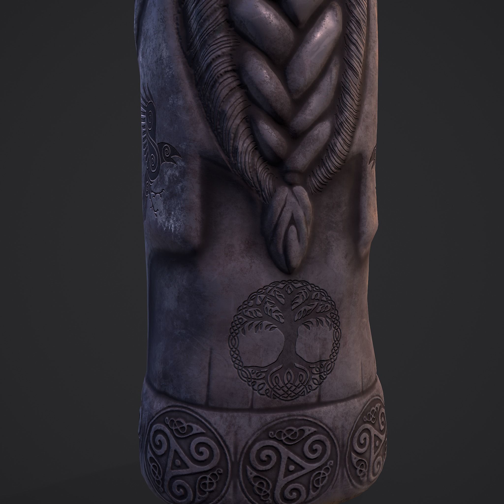 Horned Viking Statue Low-poly 3D model_17