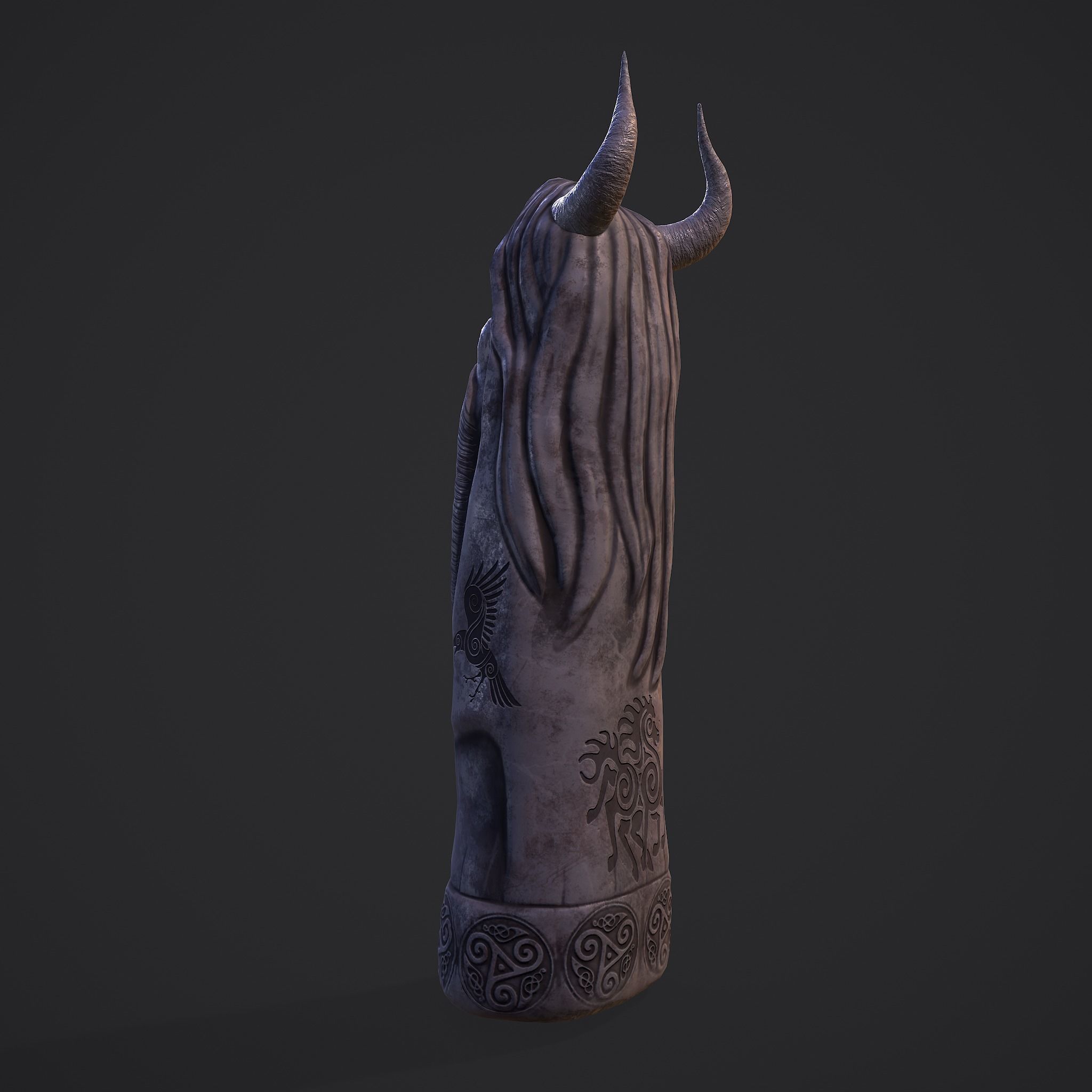 Horned Viking Statue Low-poly 3D model_24