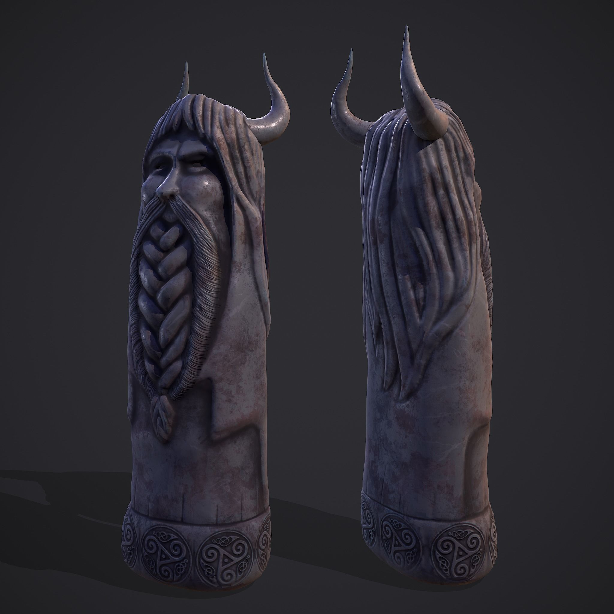 Horned Viking Statue Low-poly 3D model_3