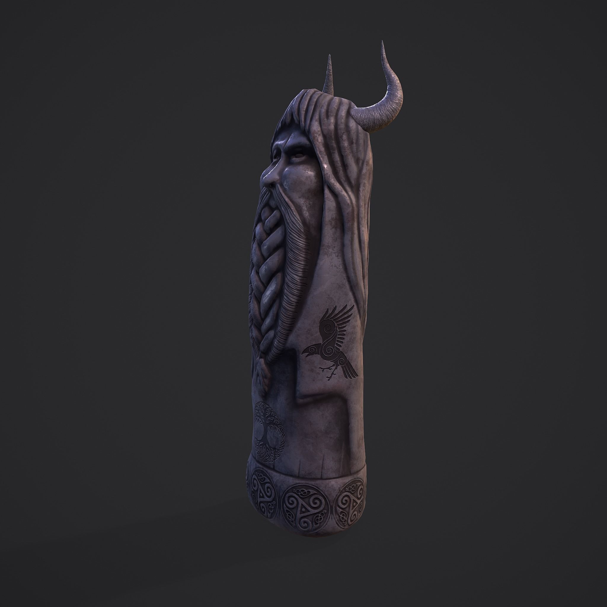 Horned Viking Statue Low-poly 3D model_15