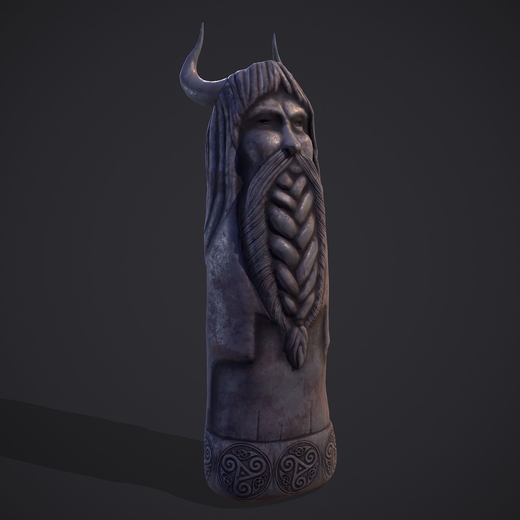 Horned Viking Statue Low-poly 3D model_13
