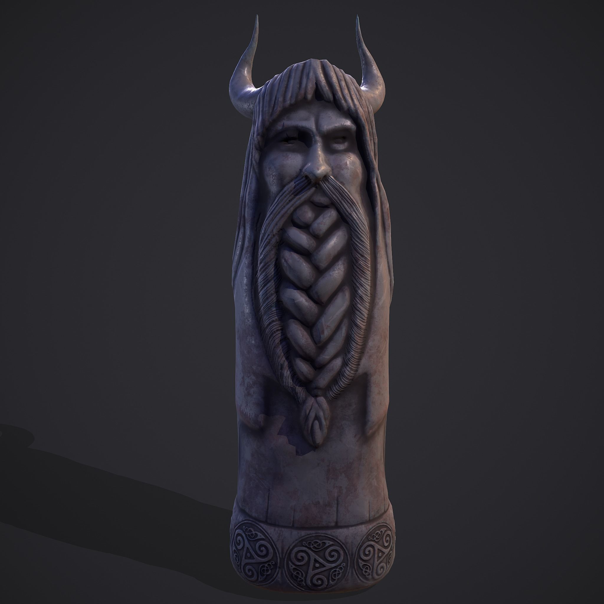 Horned Viking Statue Low-poly 3D model_4