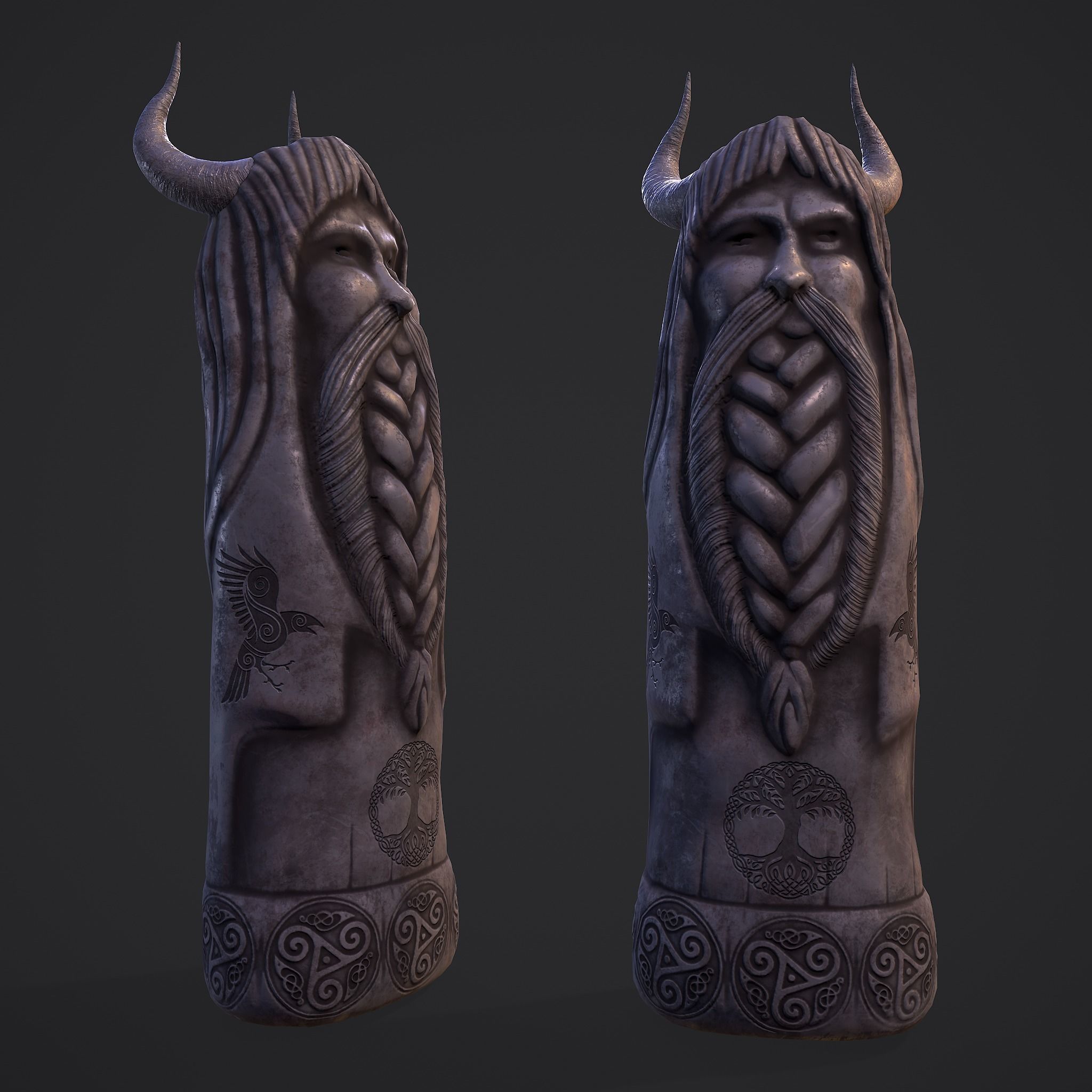 Horned Viking Statue Low-poly 3D model_26
