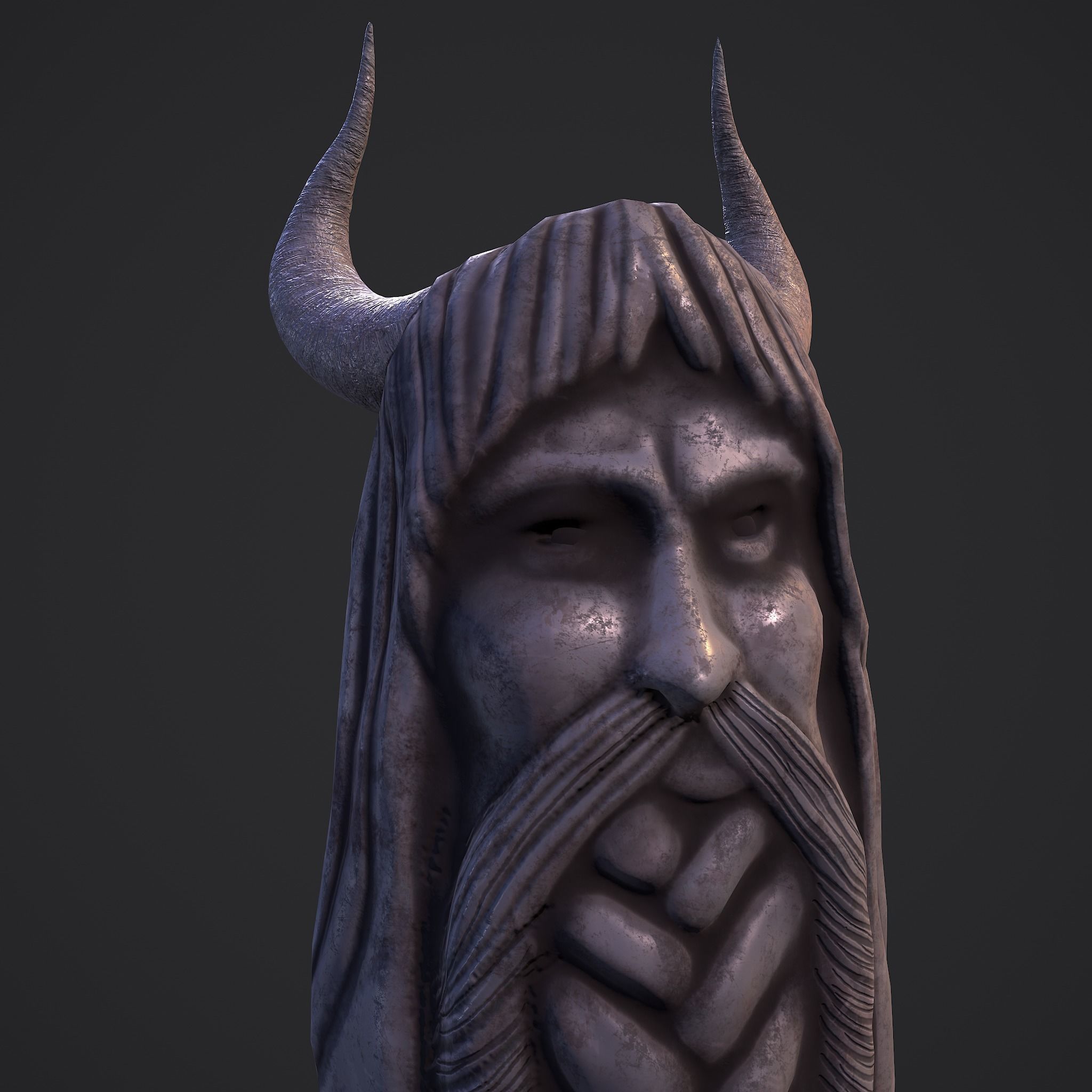 Horned Viking Statue Low-poly 3D model_16