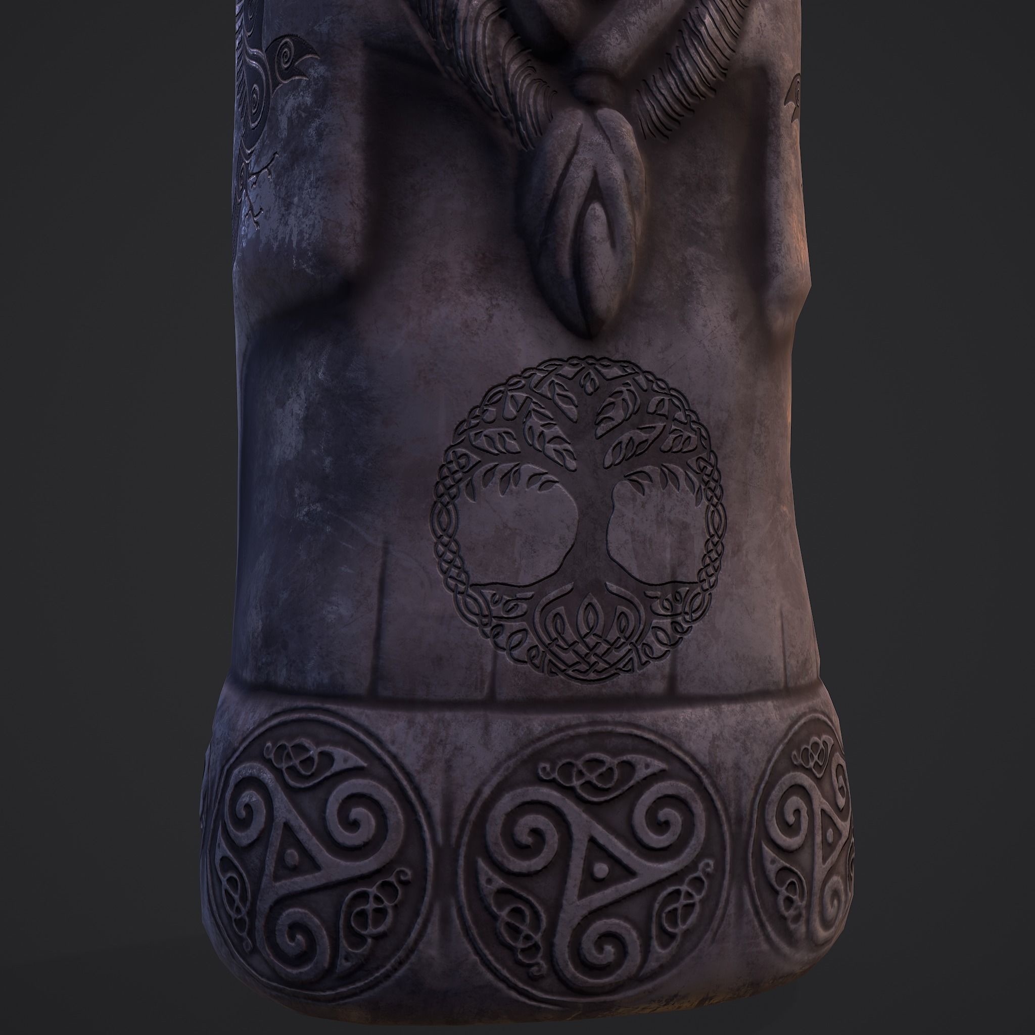 Horned Viking Statue Low-poly 3D model_19