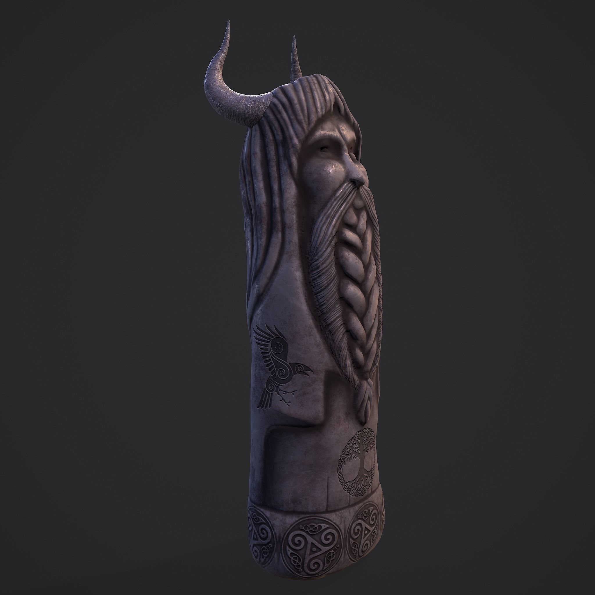 Horned Viking Statue Low-poly 3D model_9