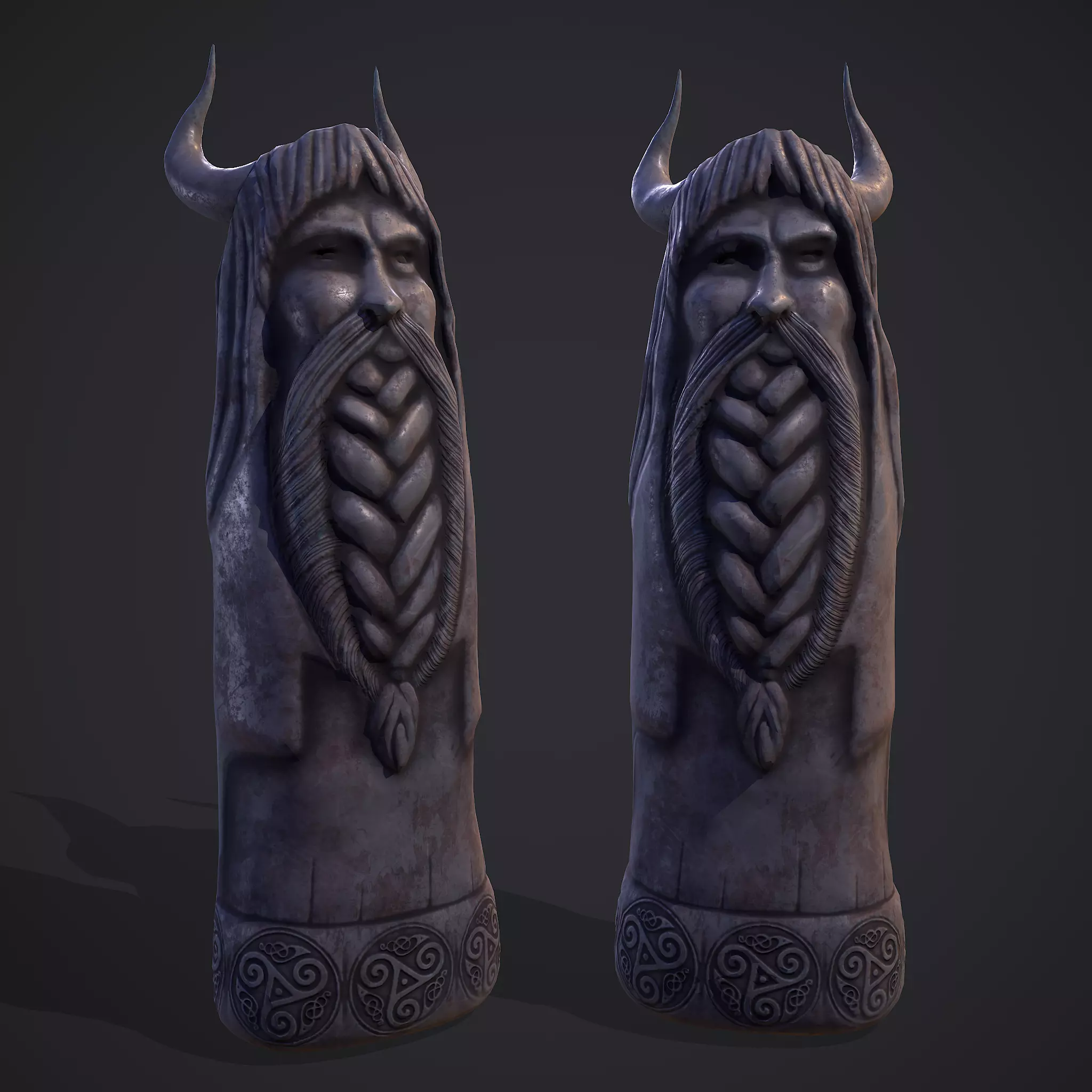 Horned Viking Statue Low-poly 3D model_0