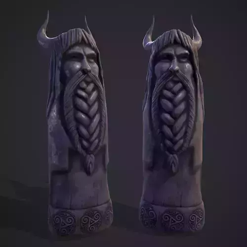 Horned Viking Statue Low-poly 3D model