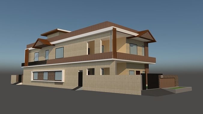 FACADE two story house Low-poly 3D model