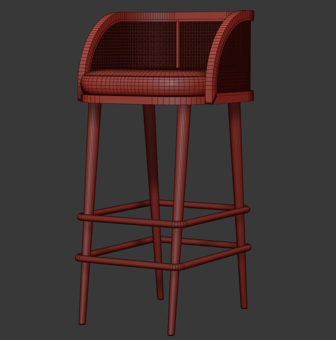 Rimma rattan bar stool DR78  3D model_5