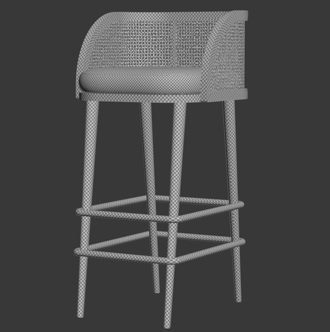 Rimma rattan bar stool DR78  3D model_6