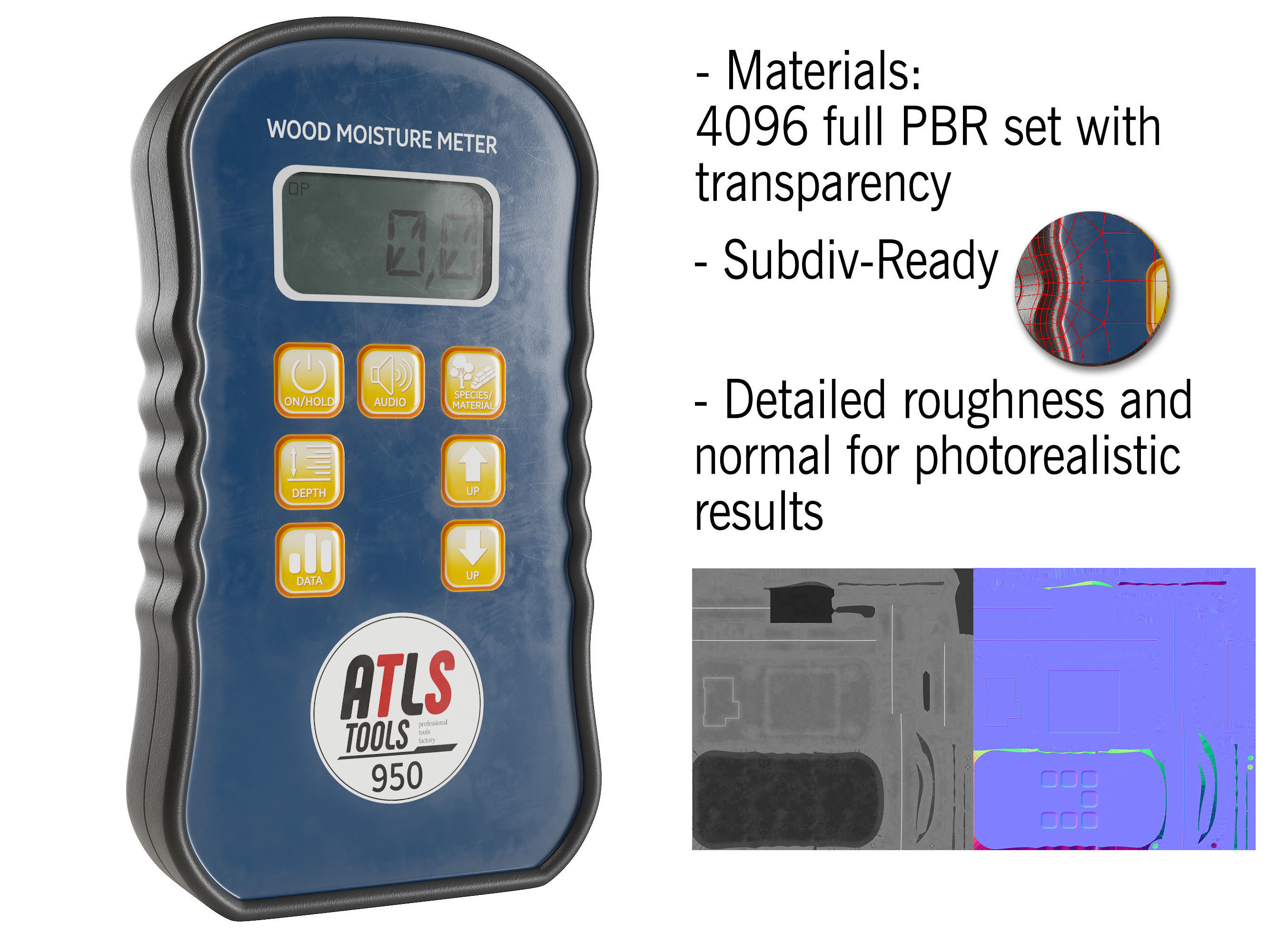 Pinless Wood Moisture Meter Free 3D model_2